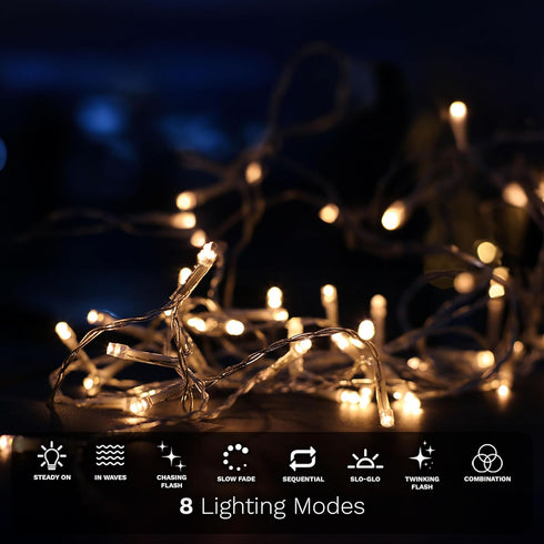 33ft 100 LED Cool White Christmas String Lights - Twinkle Lights for Indoor and Outdoor Tree Decorations, Bedroom and Living Room Ambiance Lightin...