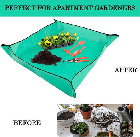 39.4" x 39.4" Plant Repotting Mat, Waterproof Portable Gardening Mat for Indoor Outdoor Plant Transplanting, Thicken PE Mat Transplanting Mat...