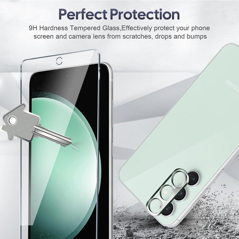 Tempered Glass Compatible with Samsung Galaxy S23 FE 5G Screen Protector 6.4'', 3 Pcs Screen Protector + 2 Pcs Camera Lens Protector, [Not for Gal...