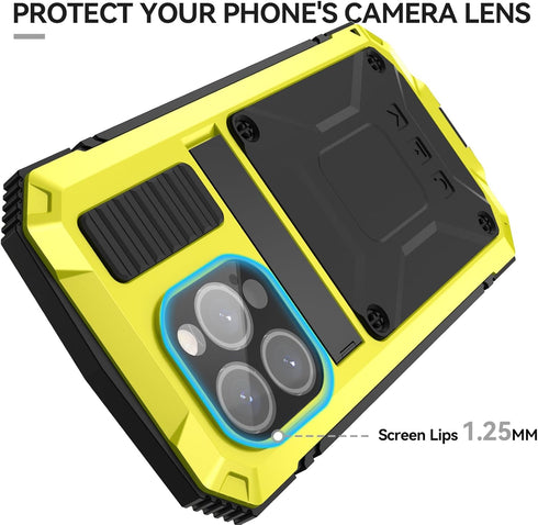 for iPhone 15 Pro Max Case, Life Waterproof Shockproof Hard Case Aluminum Metal Gorilla Glass Military Heavy Duty Sturdy Protector Cover for iPhon...