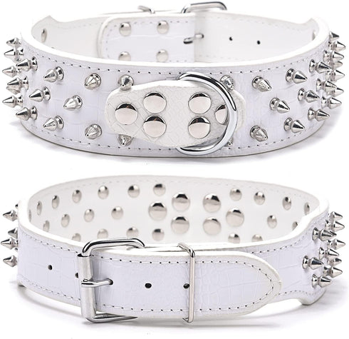 Spiked Studded Dog Collar, PU Leather Dog Collar, Adjustable Pet Collars for Medium or Large Breed Pet (XL, Leopard1)...