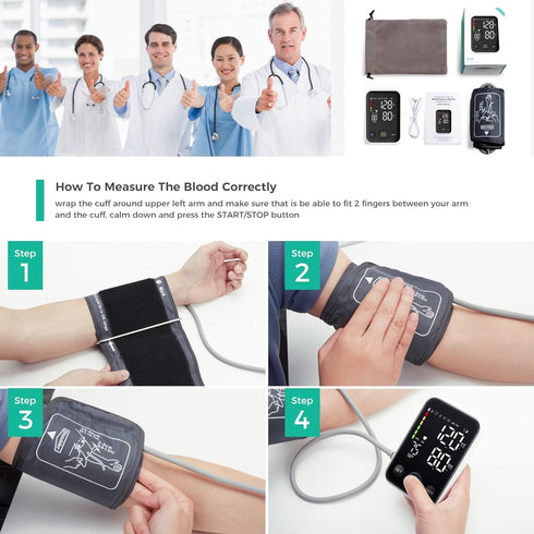 Blood Pressure Monitor Upper Arm Blood Pressure Monitors for Home Use BP Machine with 2x120 Reading Memory Adjustable Arm Cuff 8.7"-15.7" Large Di...