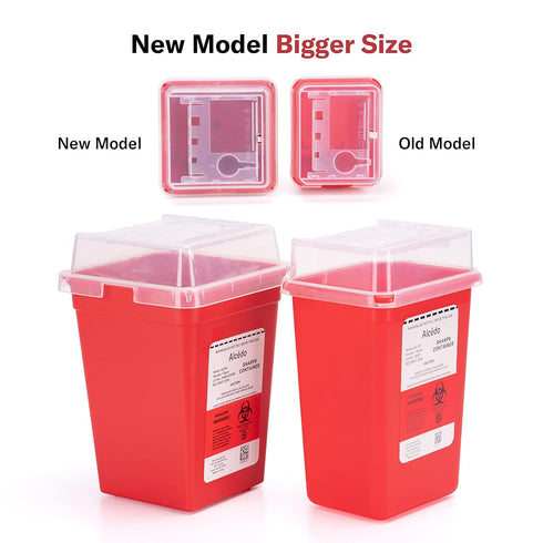All New Alcedo Sharps Container for Home Use and Professional 1 Quart Plus (3-Pack), Biohazard Needle and Syringe Disposal, Small Portable Contain...