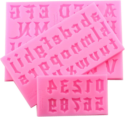 Mujiang Number Chocolate Mould Silicone Letter Mold Candy Making Alphabet Fondant Molds Set of 3...