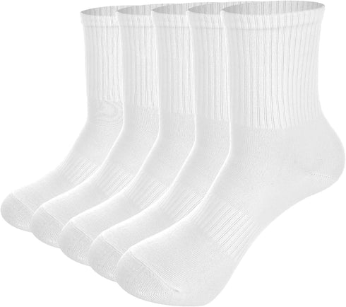 5 Pairs Womens White Socks Size 4-7 Comfortable Ladies Socks Soft Crew Socks for All Day Any Occasion Women’s Socks for Work Home Sports Running A...