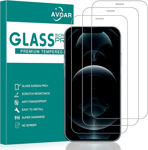 3 Pack Tempered Glass Screen Protector for iPhone 12 Pro Max, 6.7 Inch HD Clear, Bubble Free, Anti-Scratch, Case Friendly...
