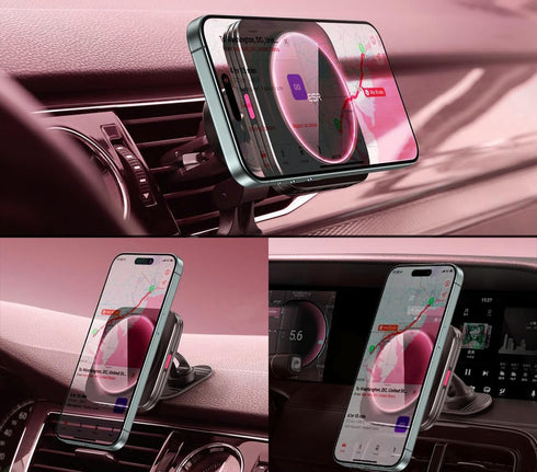 Unifizz Car Mount Charger Magnetic Wireless Car Charger for Phone 15/14/13/12 - Fast Charging, Secure Hold, Fast Charging, Black...