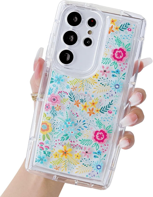 Jmltech S23 Ultra Phone Case, for Samsung Galaxy S23 Ultra Case for Women Girls Flower Soft Silicone Slim Thin Cute Floral Flexible Protective Gir...