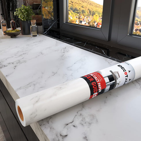 Decotalk Marble Contact Paper White Marble Contact Paper for Countertops Marble Contact Paper Peel and Stick Marble Wallpaper for Kitchen Countert...