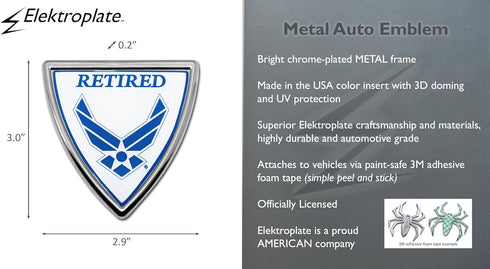 Elektroplate Officially Licensed Retired United States Air Force Shield Chrome All Metal Emblem for Cars, Trucks, and All Auto | Universal Fit at ...