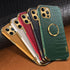 Guppy Compatible with iPhone 15 Plus Ring Holder Case Luxury Crocodile Cover Gold Edge 360 Degree Rotation Stand for Women Slim Leather Snake Liza...
