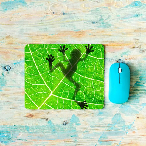 Beabes Frog Square Mousepads Desktop Notebook Mouse Mat Animal Tree Frog Shadow On Green Tree Leaf Mouse Pads for Working and Gaming Office Access...