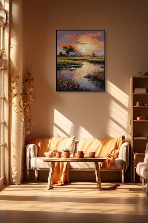 DoMyArt Paint by Numbers Kit for Adults, DIY Acrylic Painting on Canvas Home Decor Wall Art (River Under Sunset, 16x20 Inch)...