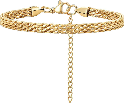 Silver Bracelets Mother's Day gifts Mesh Link Chain Bracelet for Women Men Dainty Chain Bracelets with Gift Box...