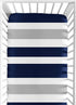 Fitted Crib Sheet for Navy and Gray Stripe Baby/Toddler Bedding - Stripe Print...