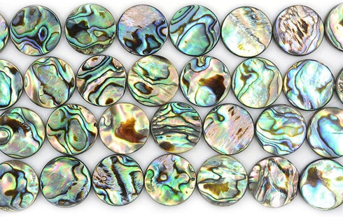 18mm Natural Abalone Shell Flat Coin Beads Strand 16 Inch Jewelry Making Beads...