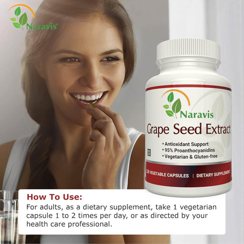 Grape Seed Extract 400mg - 120 Vegetarian Capsules with 95% Proanthocyanidins - Natural Non-GMO Antioxidant Supplement - Grapeseed Extract Capsule...