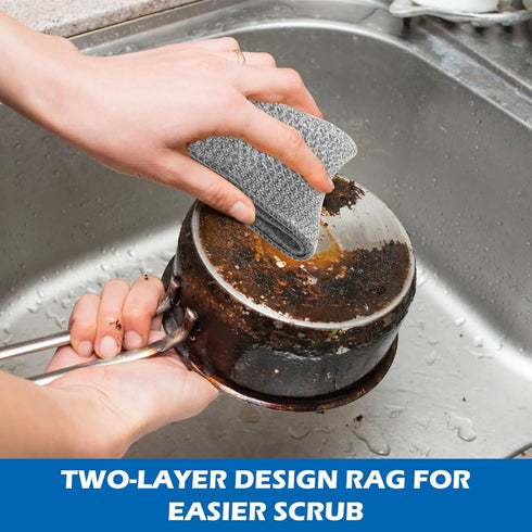6 pcs Wire Dishwashing Rag for Wet and Dry,Non-Scratch Wire Dishcloth,Multipurpose Cleaning Pads, Time-Saver Kitchen Wipes Cleaning Cloths...