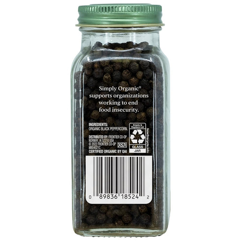 Simply Organic Whole Black Peppercorns, 2.65 Oz...