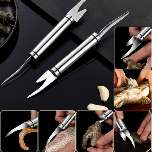 2Pcs Shrimp Deveiner Tool and Peeler, Toadfish Shrimp Cleaner, 5 in 1 Multifunctional Shrimp Peeler and Deveiner Tool, Oyster Shucking Knife, Ergo...