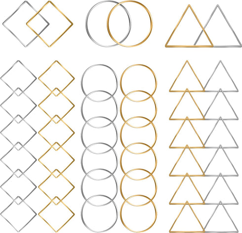 60Pcs Beading Hoop Earrings Finding, FUNCYboo Round Earring Hoops for Jewelry Making Earring Bulk DIY Crafts (60pcs (square triangle round))...
