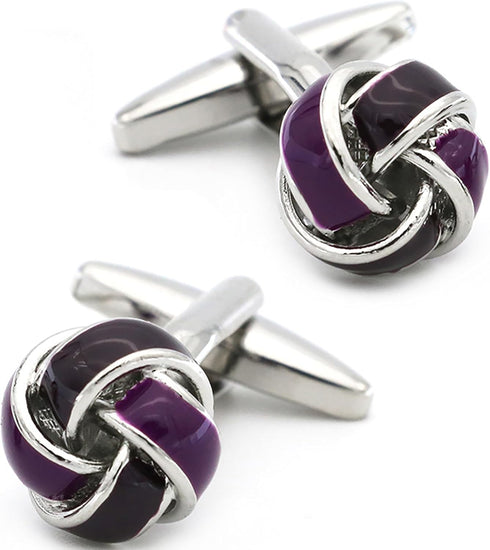 Black Purple Twist Knot Cufflinks for Men French Tuxedo Shirt In Gift Box Metal Wedding Business Shirt Cufflinks Anniversary Present...
