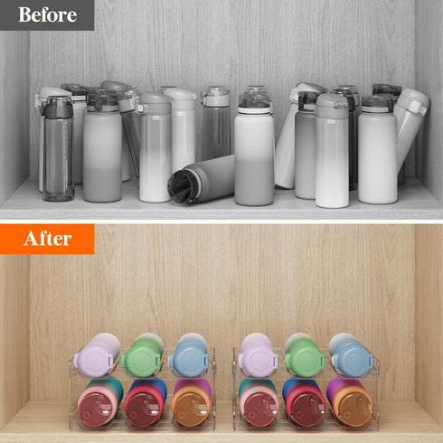 Lifewit Stackable Water Bottle Organizer for Cabinet, Kitchen Pantry Organization and Storage, Plastic Fridge Wine Racks, Tumbler Travel Mug Cup H...