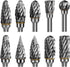 Carbide Burr Set Die Grinder Bits Rotary Tool Bits 1/8" Shank 10 PC Double Cut Wood Carving Accessories Cutting Burrs Metal Grinding Engraving Pol...