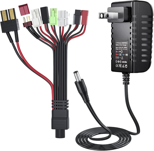 SoulBay RC Car Battery Charger with 9-Way Splitter Connector for Airsoft RC Car Hobbies 2-10S NiMH & NiCD Batteries Pack 2.4V 3.6V 4.8V 6V 7.2V 8....