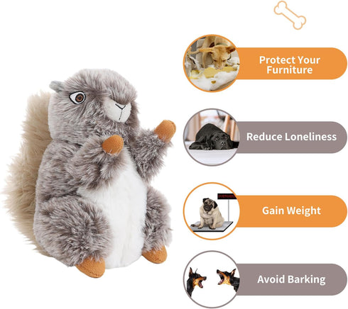 Dog Toys Plush Squirrel Dog Toy Stuffed Animals Chew Toy Soft Squeaky Dog Gift Toys for Small Medium Big Large Dogs Pet...