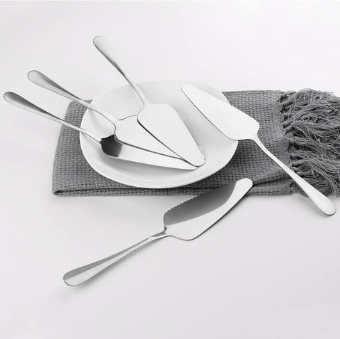 10 Pack Stainless Steel Cake Server, Stainless Steel Pie Machine Cake Rack Handle Scraper Slot Pizza Machine Cutting Knife Professional Shovel Ser...