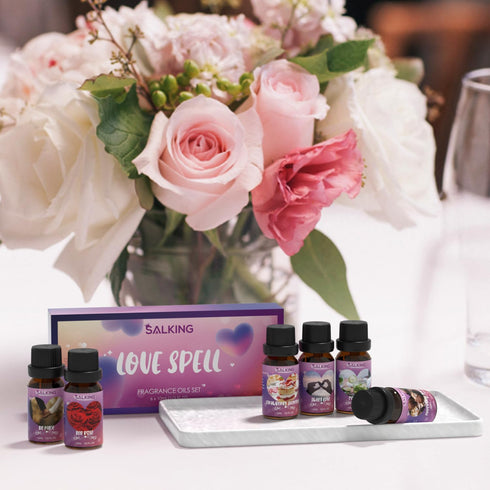 SALKING Couple Fragrance Oil Set, Diffuser Oil Essential Oils Gift Set for Candle Making Scents - Red Rose, Be Mine, Chocolate Truffles, Sweet Lov...