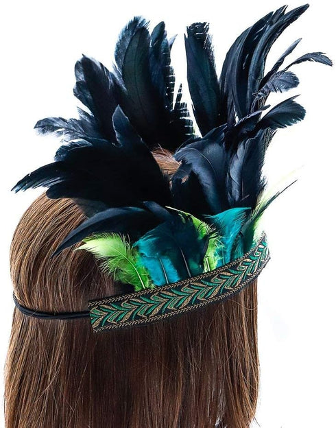 Aukmla Peacock Feather Fascinator Decorative Feather Headpiece Crown Headdress Costume Halloween Headband for Party...