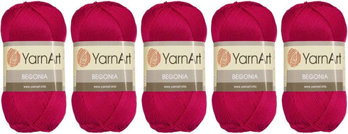 Yarn Art Begonia 100% Mercerized Cotton, Lot of 5 Skein (Pack),Total 8.8 Oz. Each 1.76 Oz (50g) / 185 Yrds (169m), Fine Sport:2 (6358)...