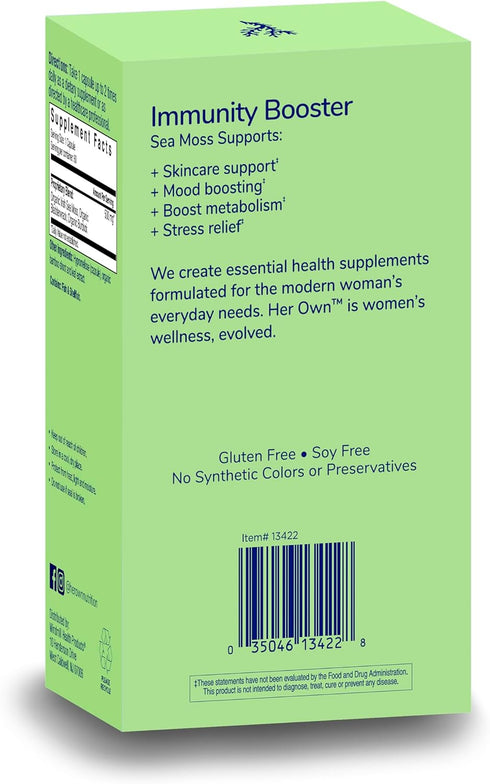 Her Own Irish Sea Moss Capsules, Burdock Root, Bladderwrack, Detox, Metabolism, Immune Support, Skin Health, Natural Joint Support, Nutrient Rich ...