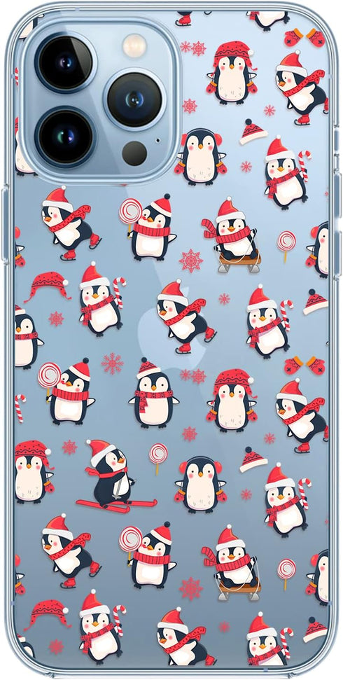 Blingy's for iPhone 13 Pro Case (6.1 inch), Fun Penguin Pattern Cute Winter Cartoon Animal Style Transparent Soft TPU Protective Clear Case (Pengu...