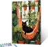 Cat and Pottings DIY Paint by Numbers for Adults Black Cat Laying on Hammock Surrounded by Green Plants DIY Oil Painting Acrylic Paint Art Graffit...