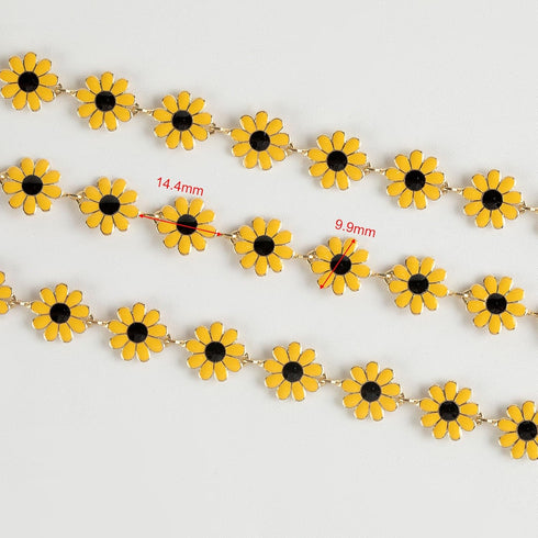 YOUBEIYEE Yellow Sunflowers Jewelry Making Supplies Chain Roll 9.8 Feet Gold Plated Brass Chains for Making Daisy Flower Necklace DIY Craft Chains...