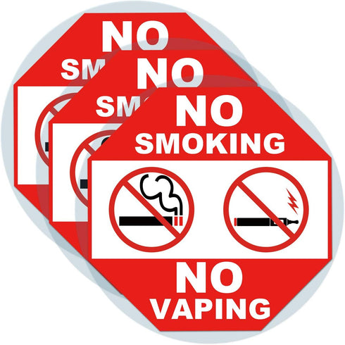 3 Set Warning Signs-No Smoking No vaping Sign Static Cling Decal Inside Outside Window 6 x 6 Inch Removable and Reusable...