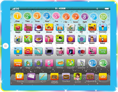 Kids Tablet Learning Pad Toddler Tablet with ABC Word Song Music Number Electronic Interactive Toy for Educational Preschool Boys & Girls 3 4 5 Ye...