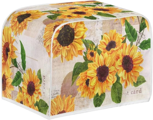 Vintage Sunflower Toaster Cover, 2 Slice Small Appliance Bread Maker Cover for Kitchen, Dustproof Toaster Oven Cover...
