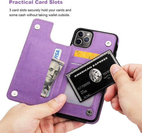 Vaburs for iPhone 11 Pro Max Case Wallet with Card Holder, Embossed Butterfly Premium PU Leather Double Magnetic Buttons Flip Shockproof Protectiv...