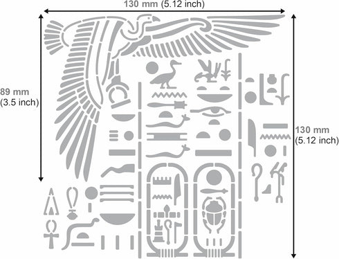 Aleks Melnyk No.449 Metal Stencil, Egyptian Hieroglyphics and God Nekhbet, Small Stencil, 1 PC, Template for Wood Burning, Engraving, Crafting, Sc...