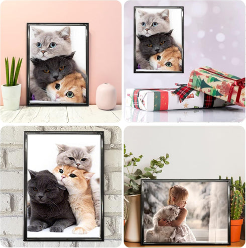 DECANIT 4x6 Picture Frame Metal, Thin Edge Photo Frames for Tabletop Display and Wall Mounting,Black...