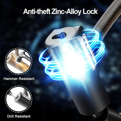 BANGTING Electric Scooter Lock, Bike Locks, 120cm/12mm Bike Lock Cable, Bike Lock with 2 Key for Bicycle/Scooter/Ebike/Stroller/Kids Bike/Moped...