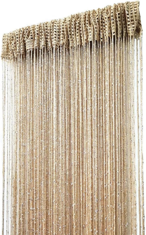 ave split Decorative Door String Curtain Wall Panel Fringe Window Room Divider Blind Divider Tassel Screen Home 100x200centimeter (Champagne18)...