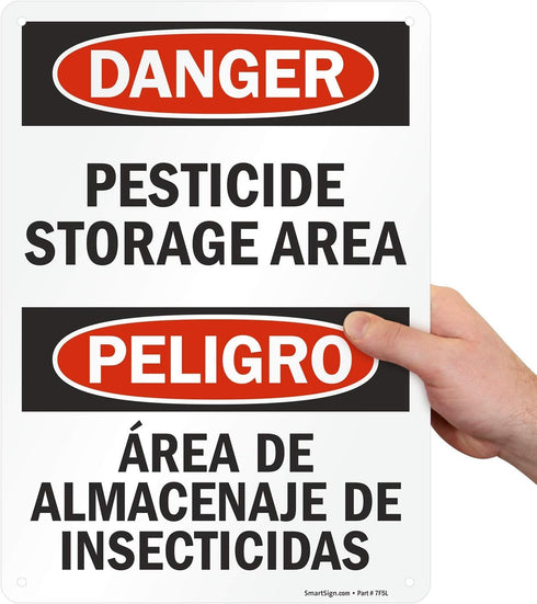 SmartSign "Danger - Pesticide Storage Area" Bilingual Sign | 10" x 14" Plastic...