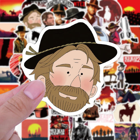 50 pcs- RDR 2 Stickers R Star Games PVC Material Cartoon American Drama Characters Decoration Cell Phone case Luggage Waterproof Stickers Laptop S...