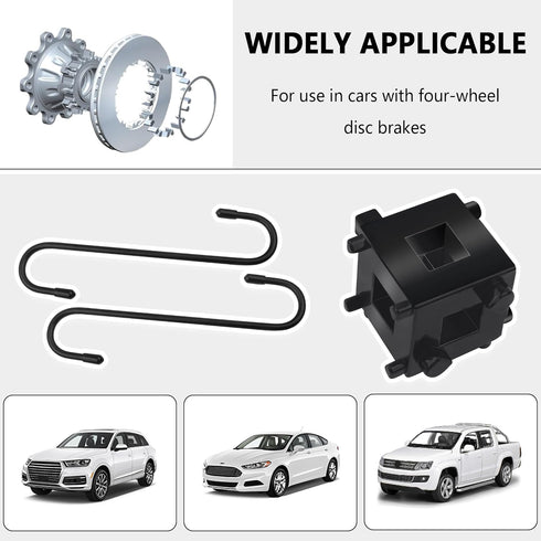 Car Cube Brake Caliper Compression Tool with 2PCS Brake Caliper Hangers,Stainless Steel Brake Caliper Tool Fits 3/8" Square Driver,Universal Car R...