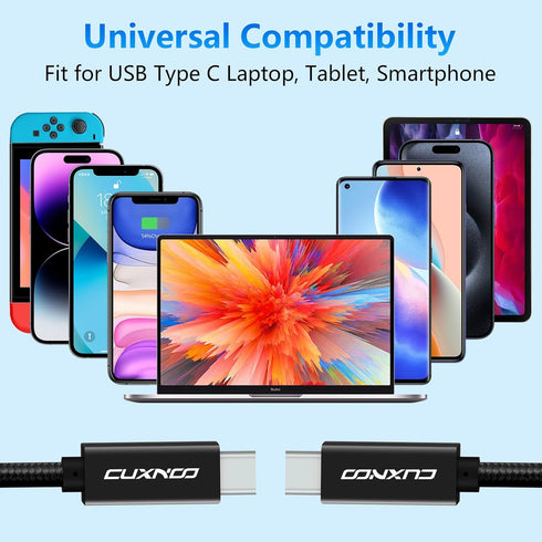 USB C-C Video Cable 10ft, 4K USB Type-C Monitor Cable Support 100W Fast Charge and 10Gbps Data Syncing, Black...